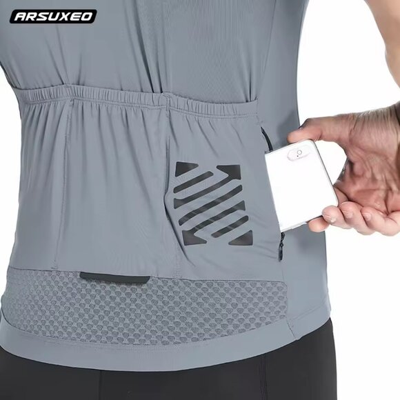 NEW YKYWBIKE Men's Cycling Jersey Short Sleeve Reflective Gray Small - Picture 2 of 6